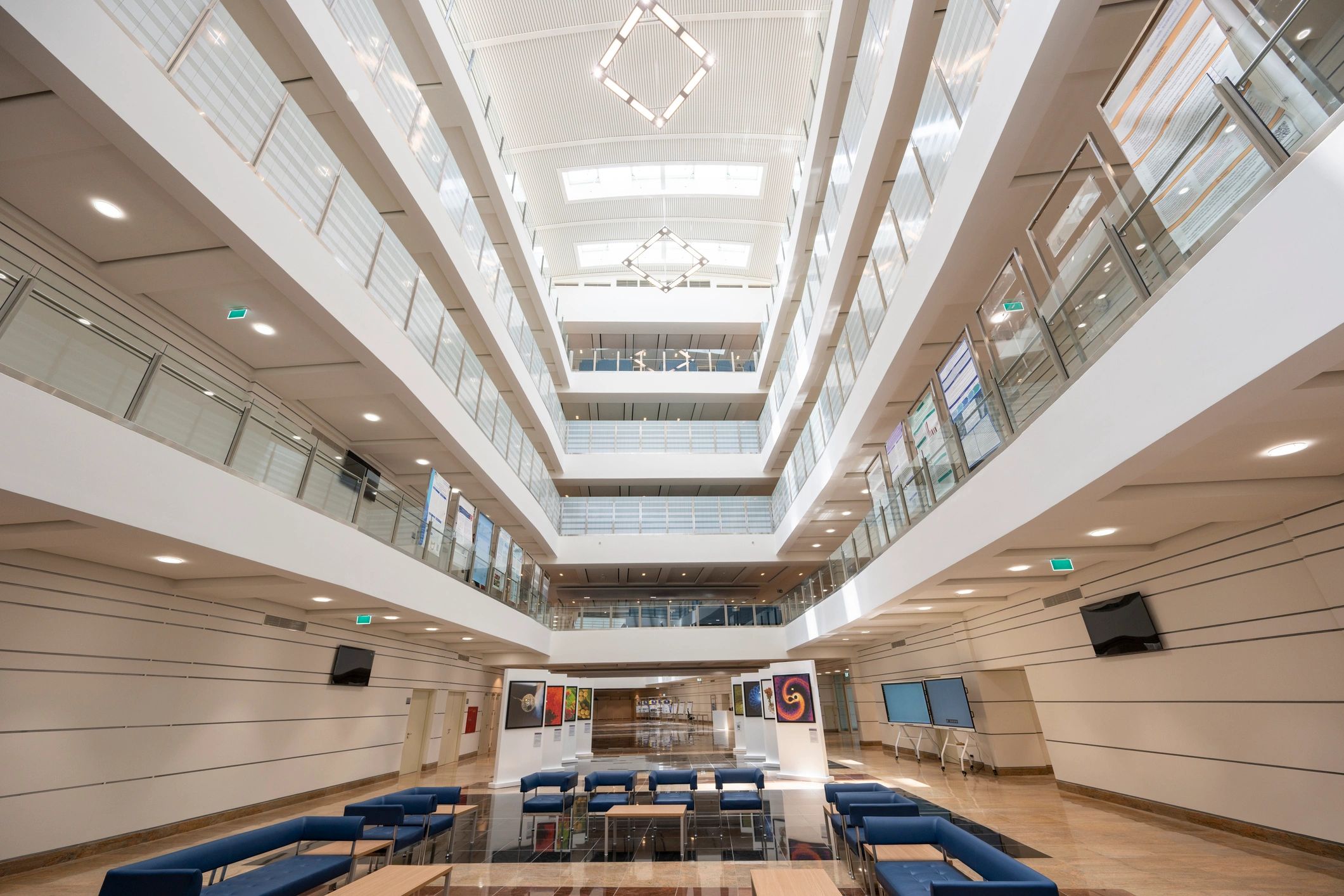 Bright modern commercial interior atrium